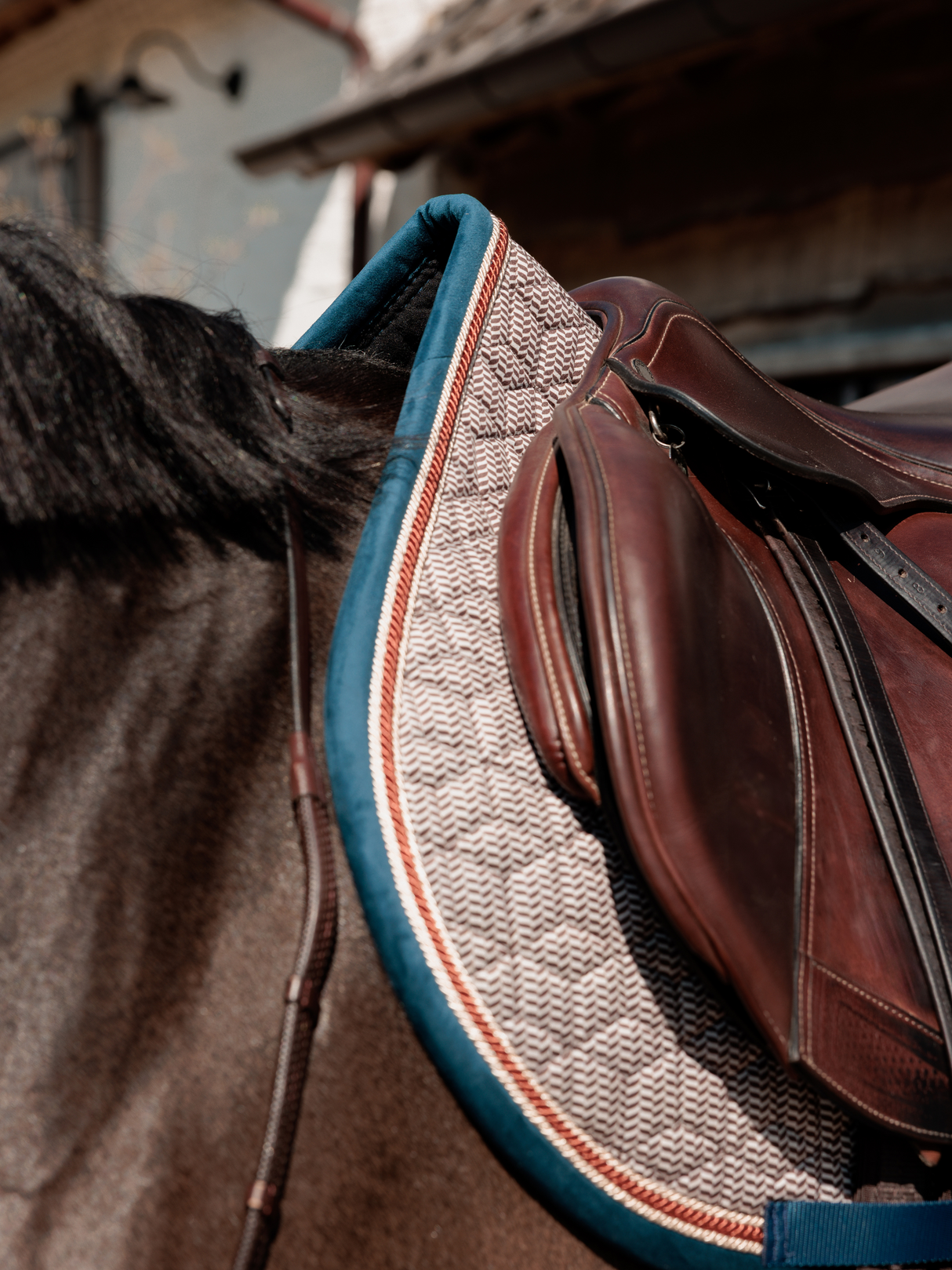 Kentucky Pied-de-Poule Jump Saddle Pad Bordeaux/Navy
