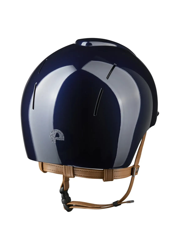 KEP Smart Nova Helmet Metal Polish Blue - Silver Star - Beige Chinstrap