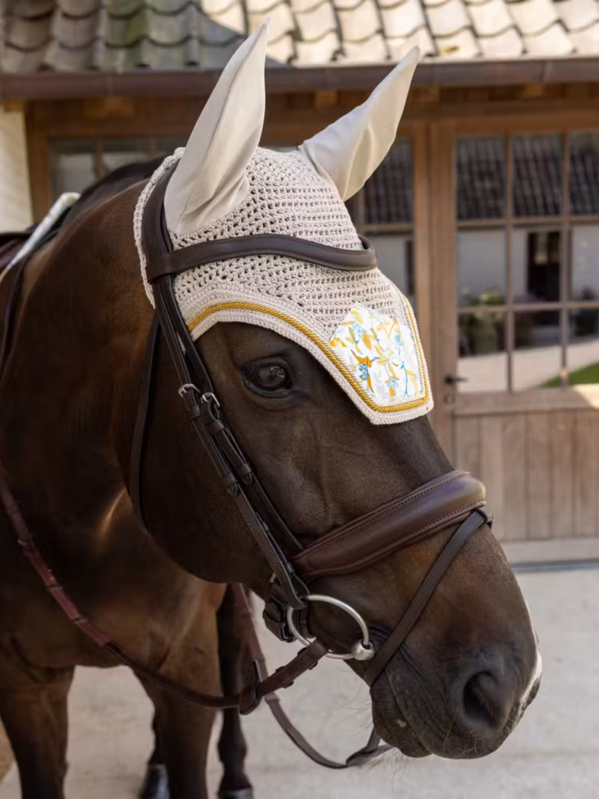Kentucky Velvet Printing Wellington Ear Bonnet Brown/White