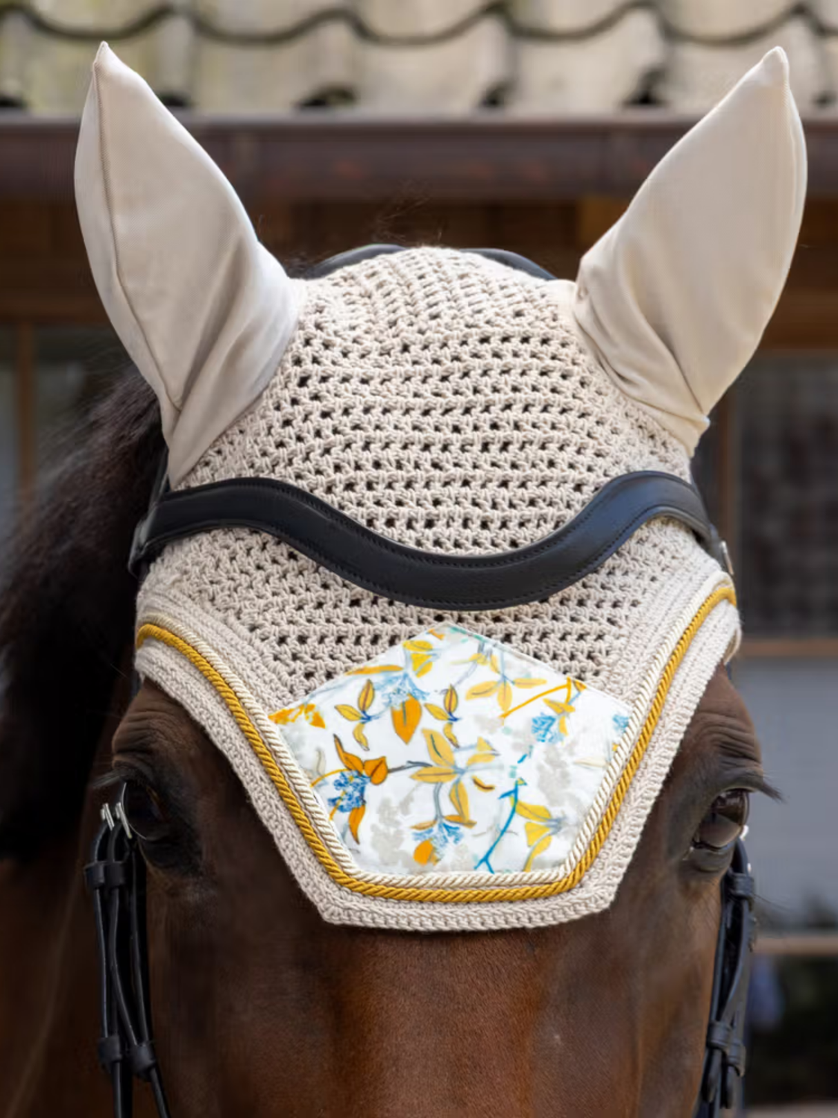 Kentucky Velvet Printing Wellington Ear Bonnet Brown/White