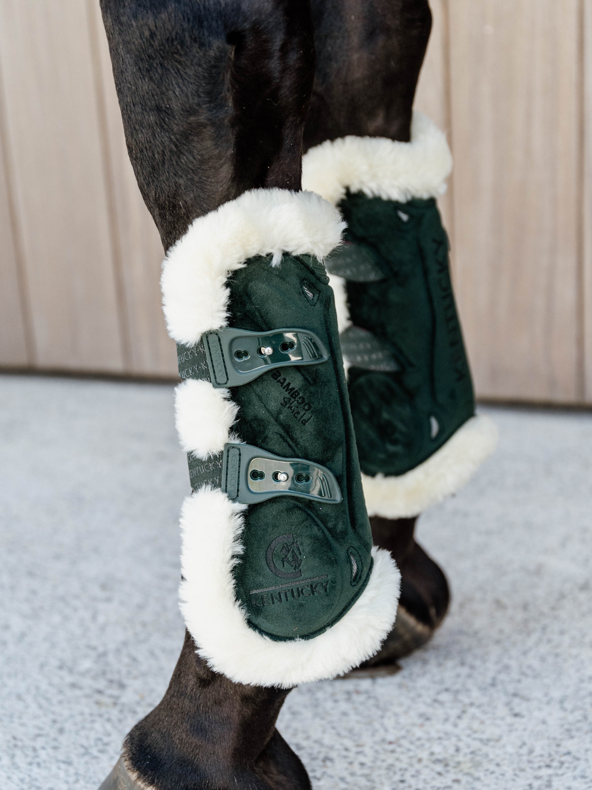 Kentucky Velvet Fleece Bamboo Tendon Boots Dark Green