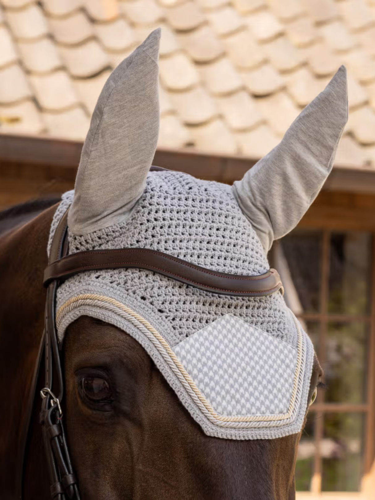 Kentucky Velvet Printing Wellington Ear Bonnet Grey/White