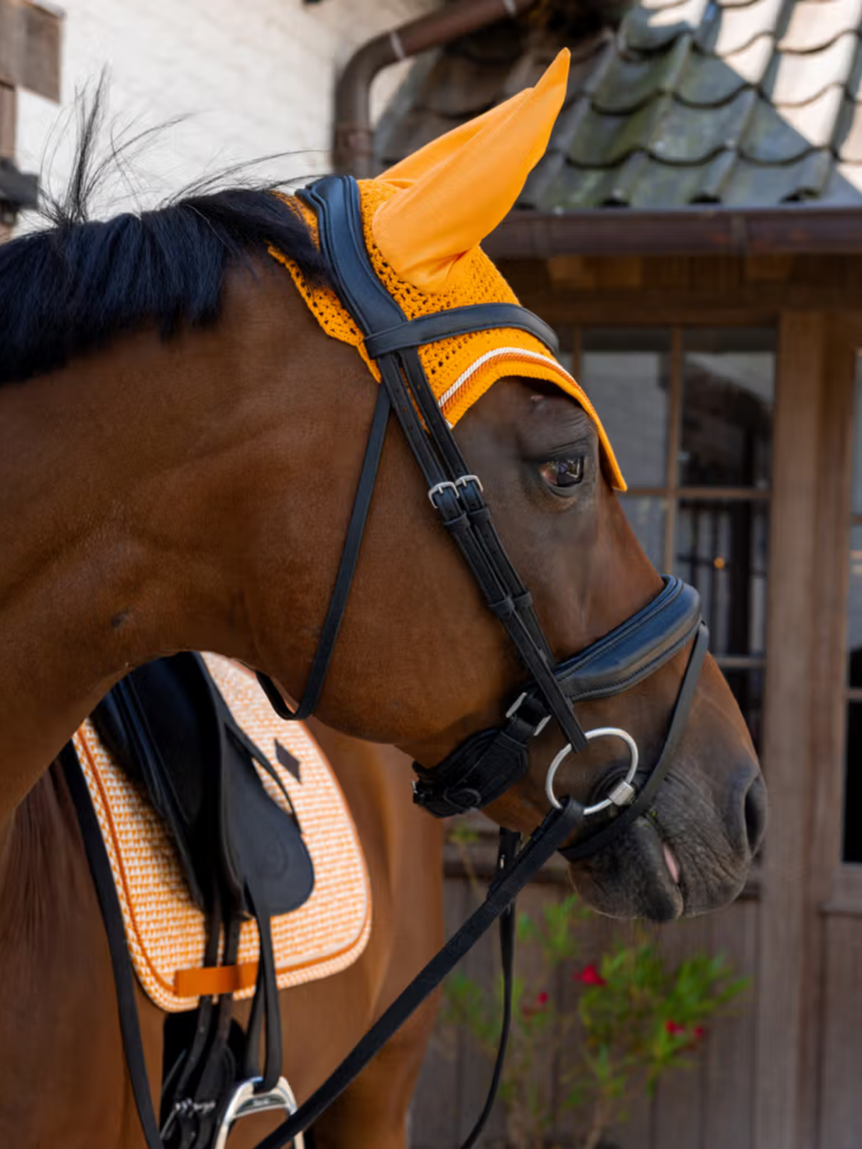 Kentucky Velvet Printing Wellington Ear Bonnet Orange