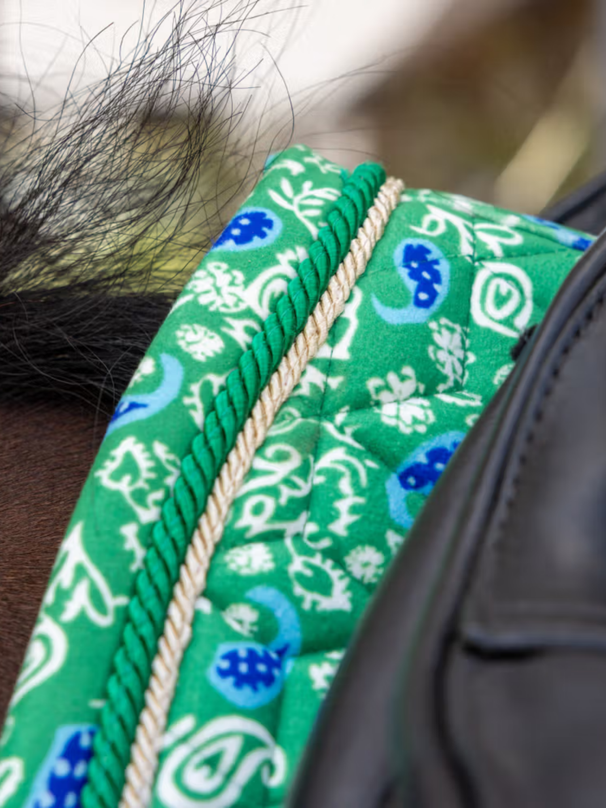 Kentucky Velvet Printing Dressage Saddle Pad Green/Navy
