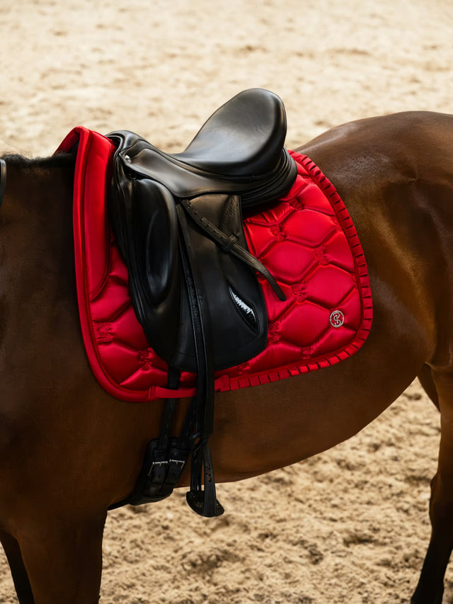 PS of Sweden Ruffle Dressage Saddle Pad Cranberry Red