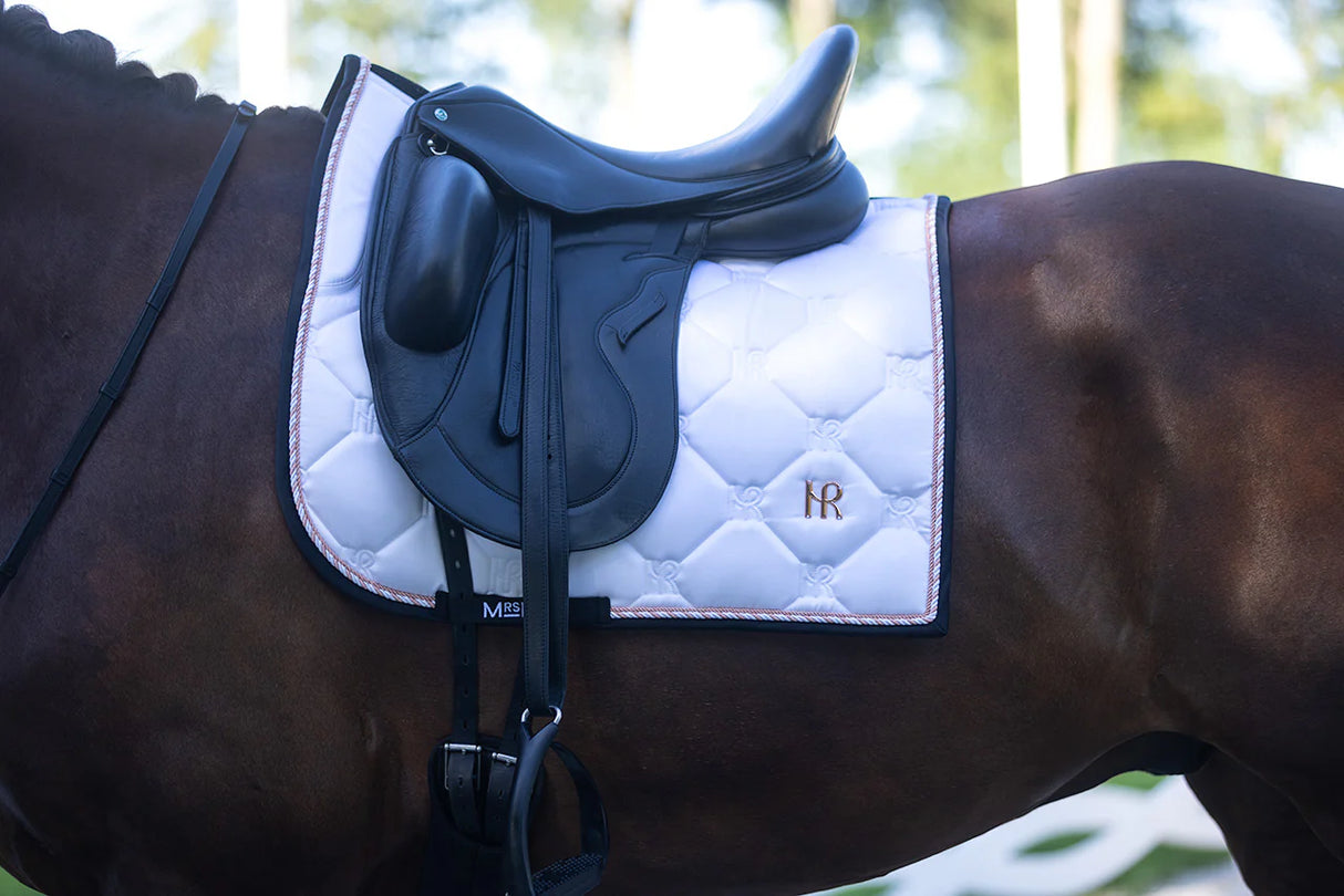 Mrs Ros Charmer Dressage Saddle Pad White Rose Gold