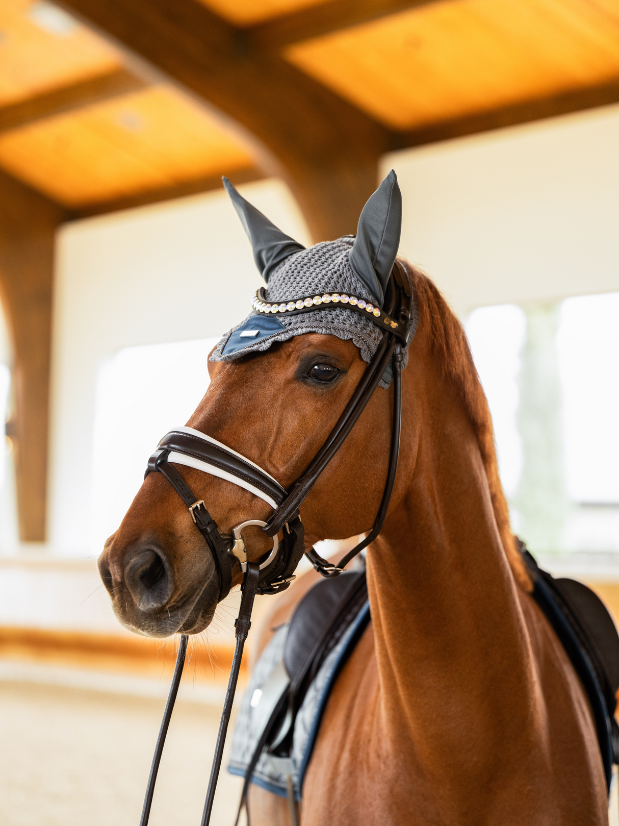 Equestrian Stockholm Ear Bonnet Metallic Blue