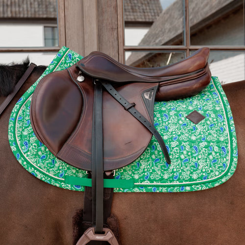 Kentucky Velvet Printing Jump Saddle Pad Green/Navy