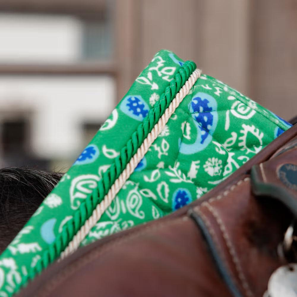 Kentucky Velvet Printing Jump Saddle Pad Green/Navy