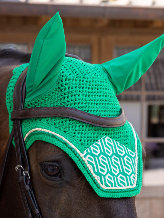 Kentucky Velvet Printing Wellington Ear Bonnet Green/White