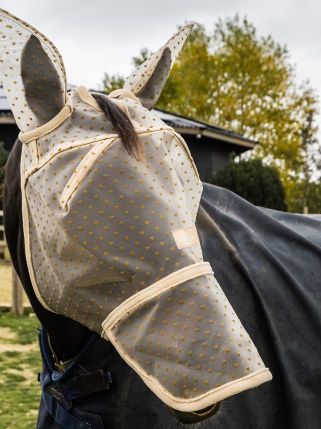 Kentucky Horsewear Fly Mask Heart Beige