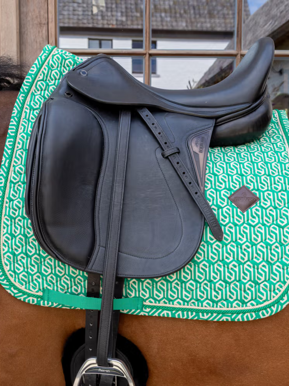 Kentucky Velvet Printing Dressage Saddle Pad Green/White