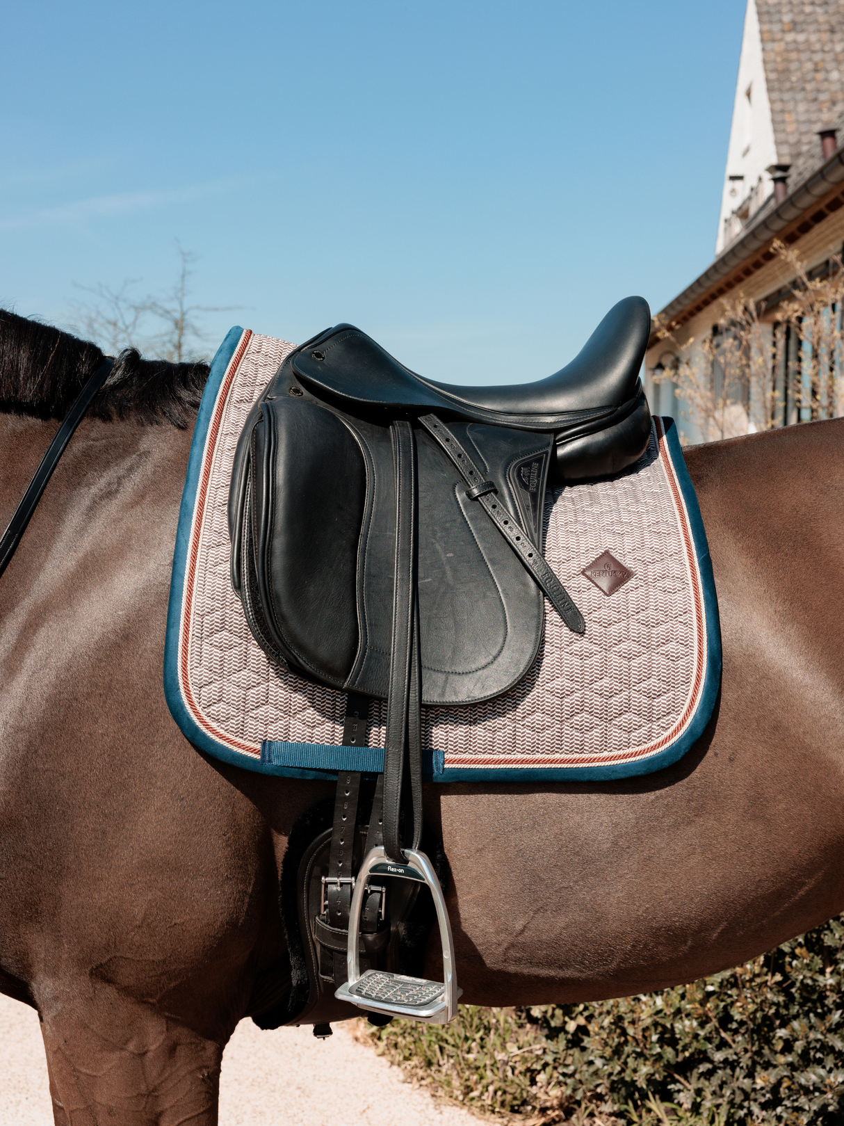 Kentucky Pied-de-Poule Dressage Saddle Pad Bordeaux/Navy