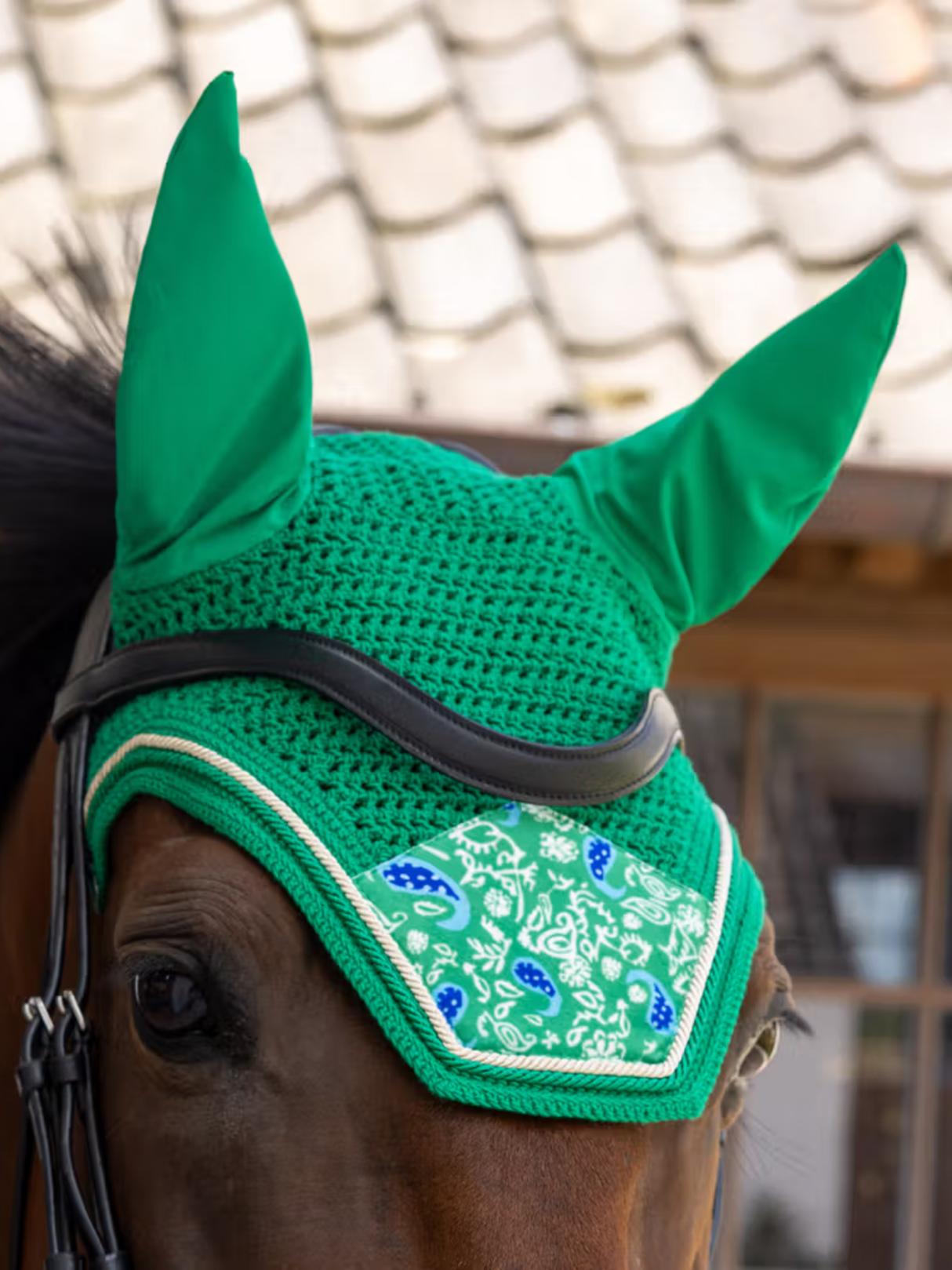 Kentucky Velvet Printing Wellington Ear Bonnet Green/Navy