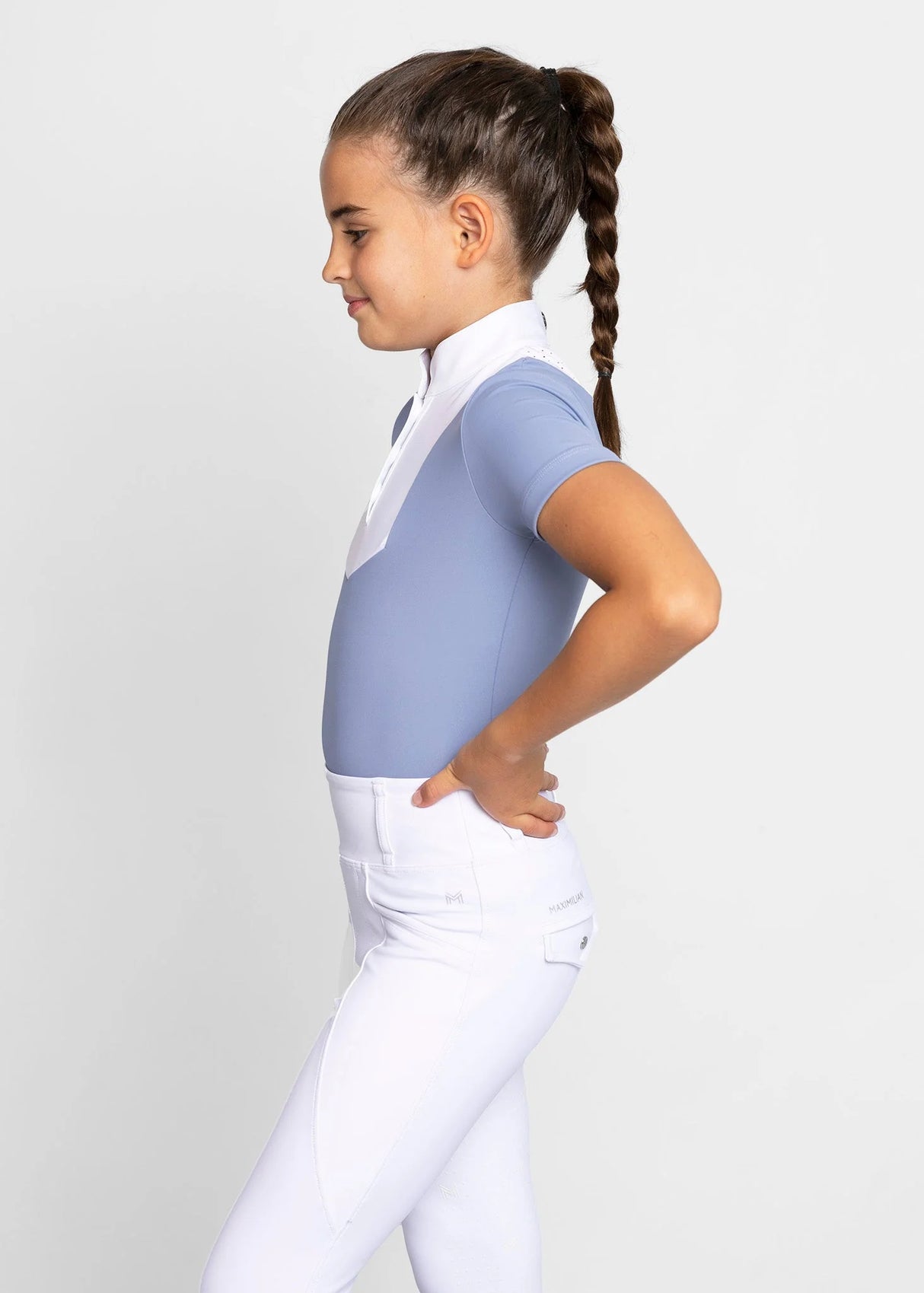 Maximilian Young Rider Sienna Short Sleeve Show Shirt Iris Blue