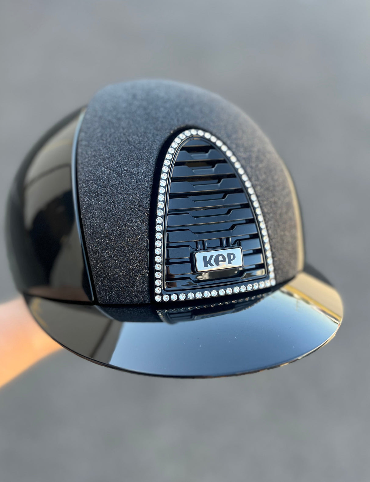 KEP Cromo 2.0 Helmet Polish Black - Star Black Front Panel - Swarovoski Frame