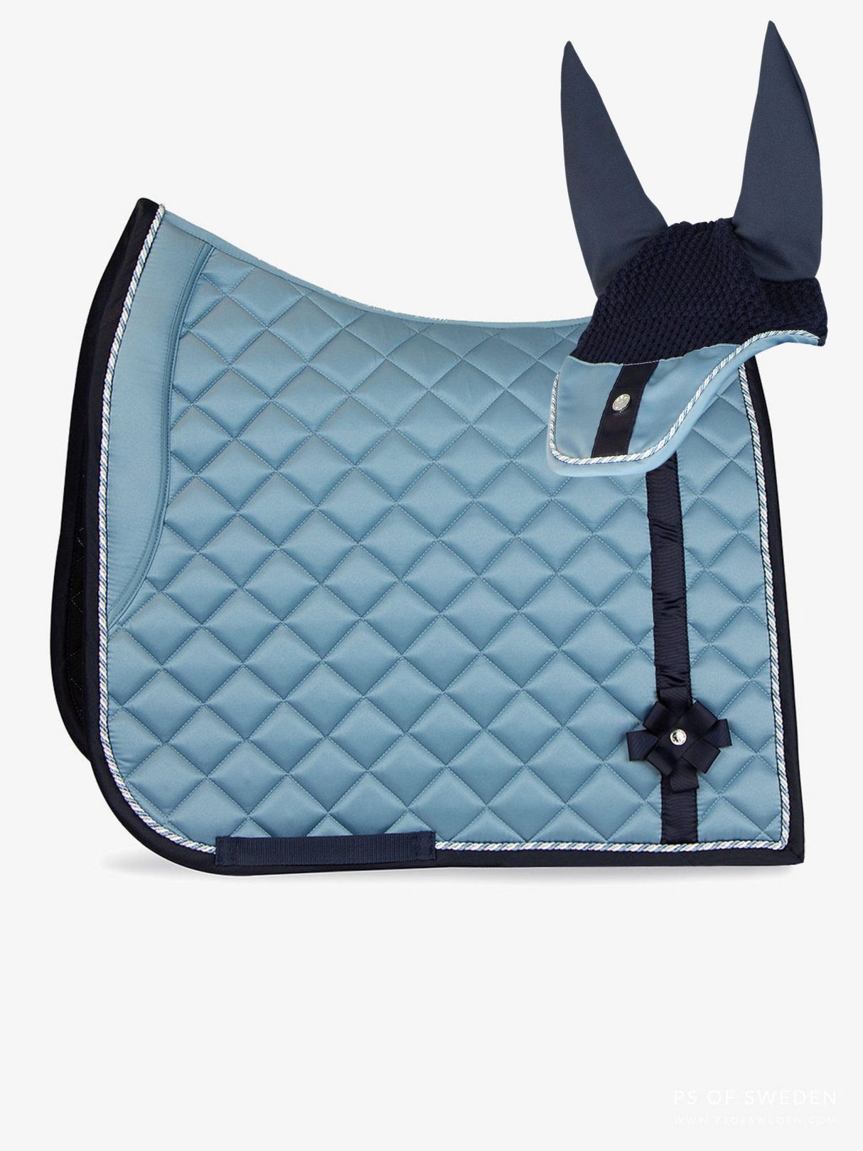 PS of Sweden Bow Dressage Saddle Pad & Ear Bonnet Aqua
