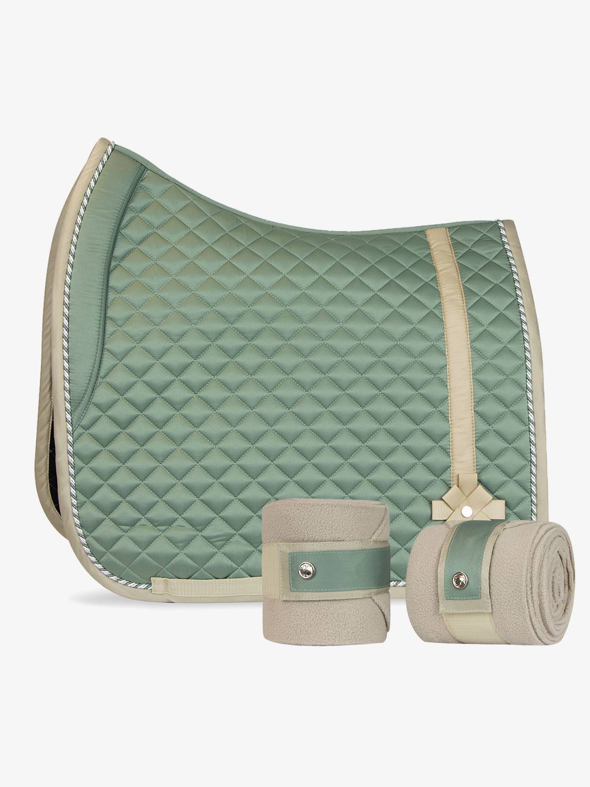 PS of Sweden Bow Dressage Saddle Pad & Bandages Thyme