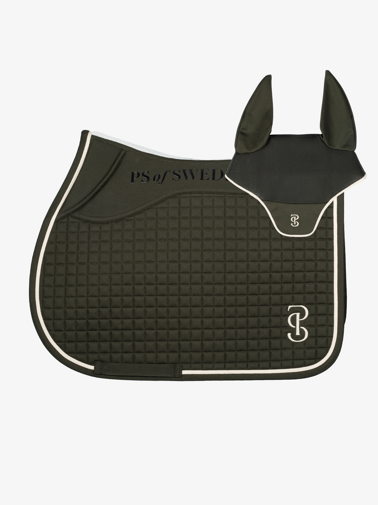 PS of Sweden Elite Jump Saddle Pad & Ear Bonnet Dark Green