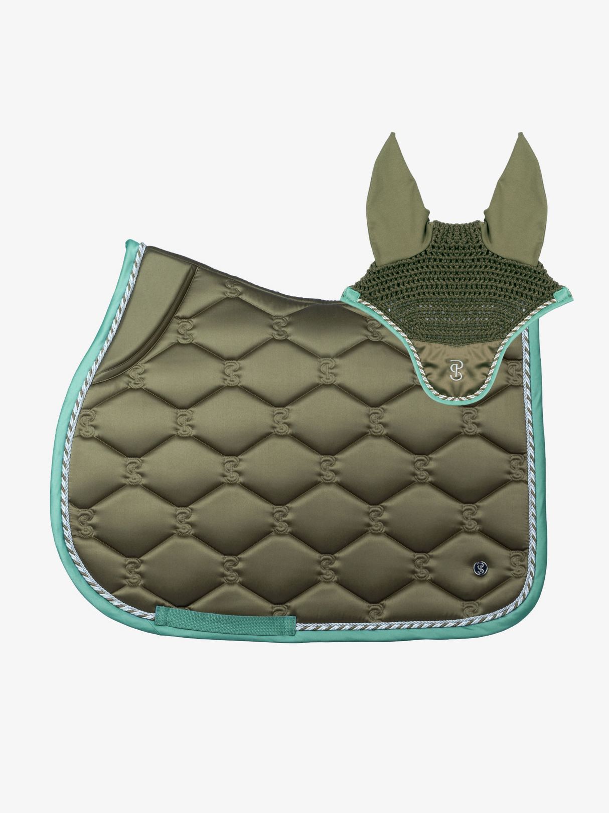 PS of Sweden Signature Jump Saddle Pad & Ear Bonnet Olive