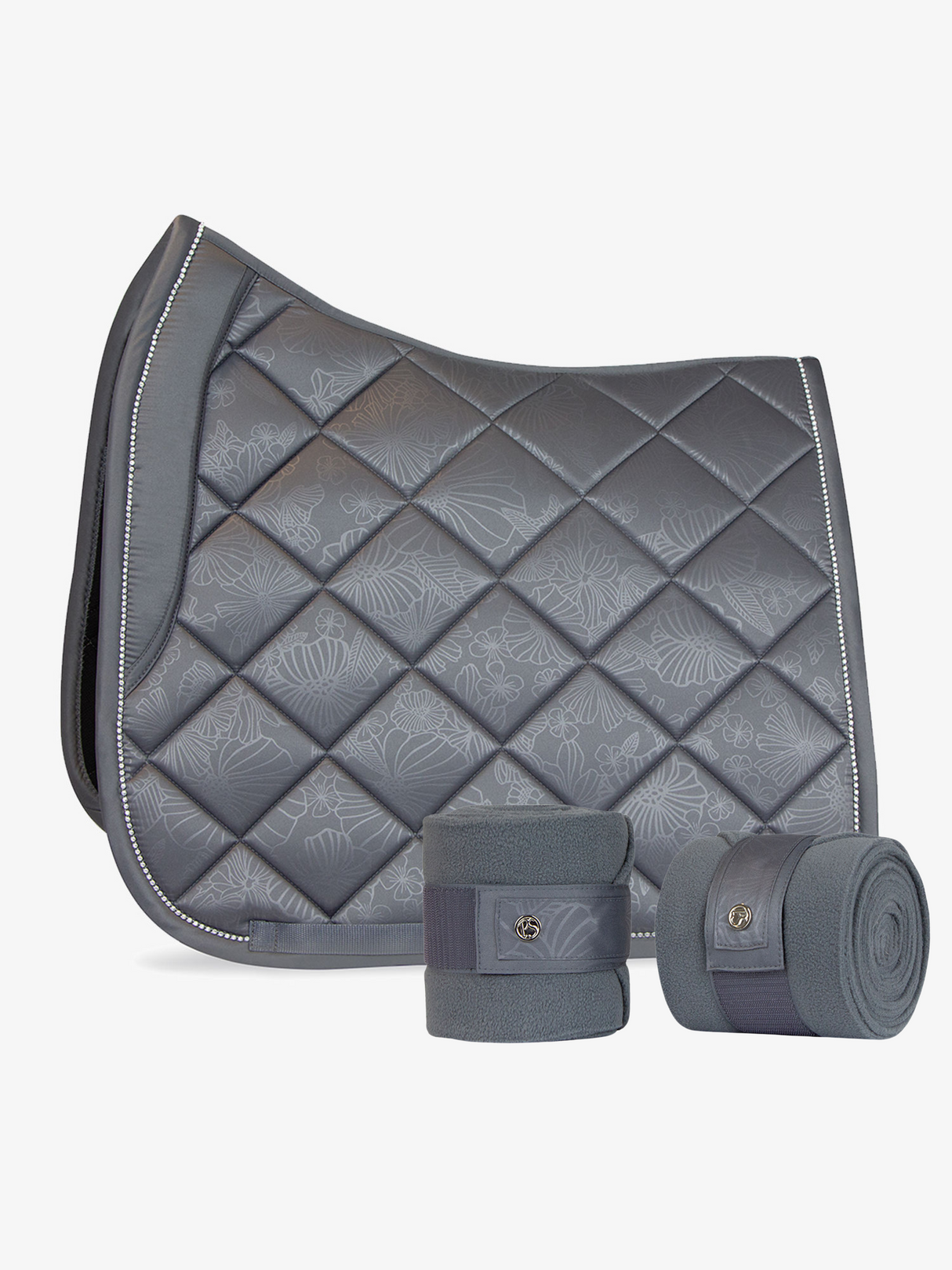 PS of Sweden Floret Dressage Saddle Pad & Bandages Grey