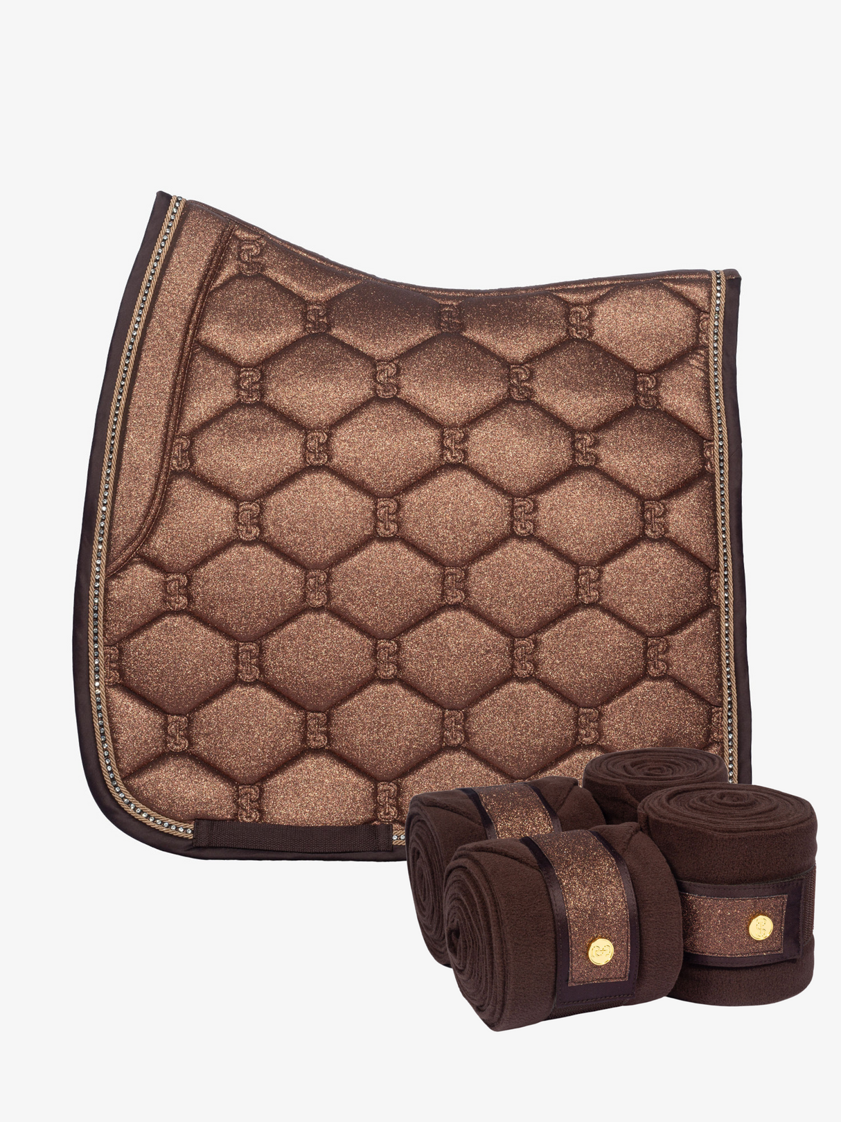 PS of Sweden Stardust Dressage Saddle Pad & Bandages Copper