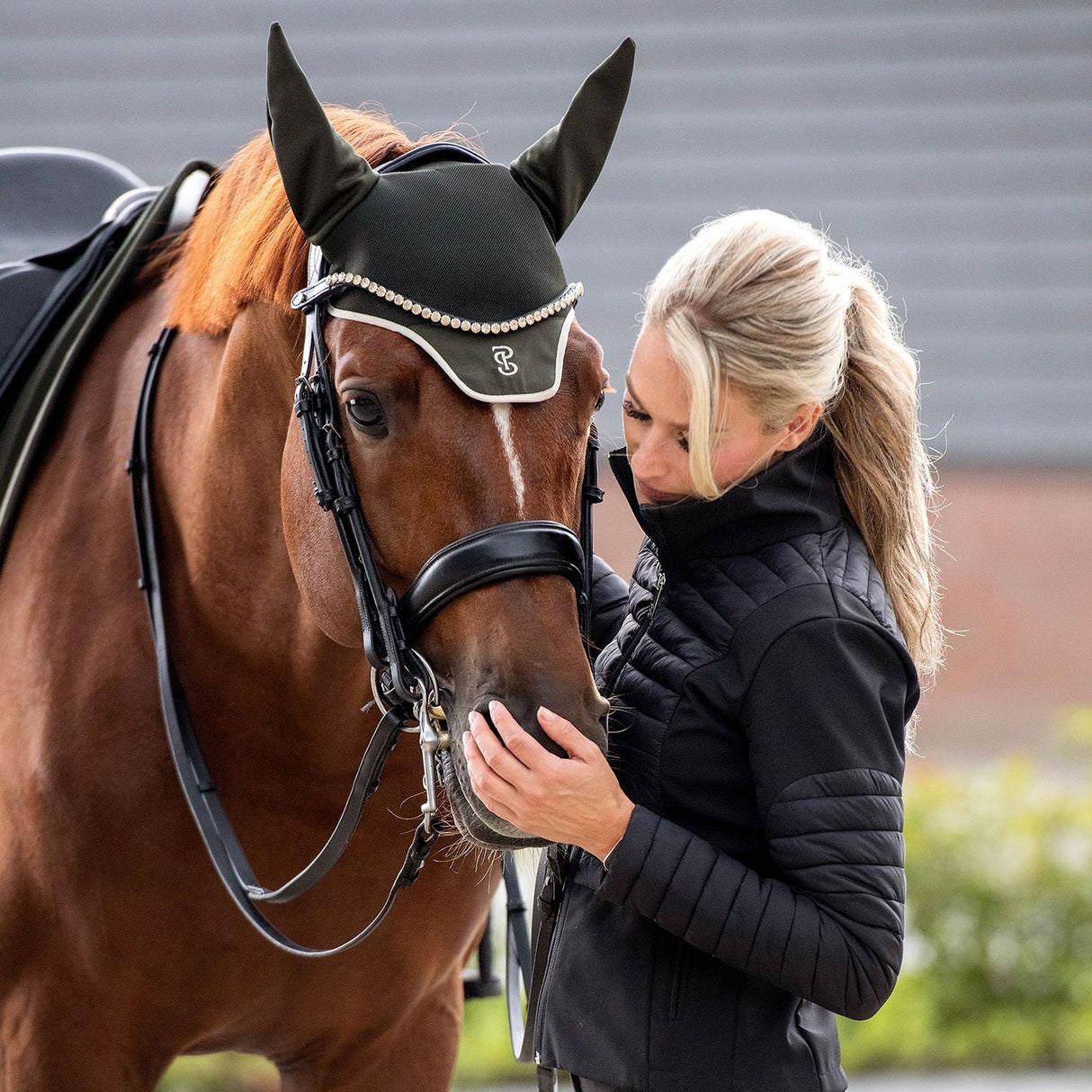PS of Sweden Elite Jump Saddle Pad & Ear Bonnet Dark Green