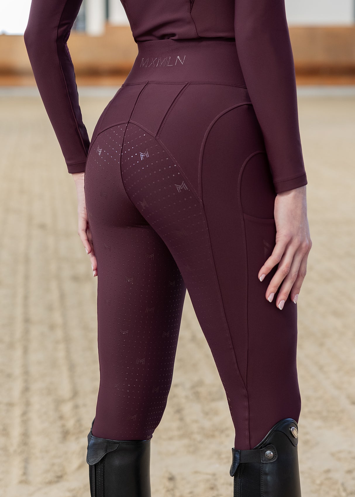Maximilian Outline Riding Leggings Burgundy