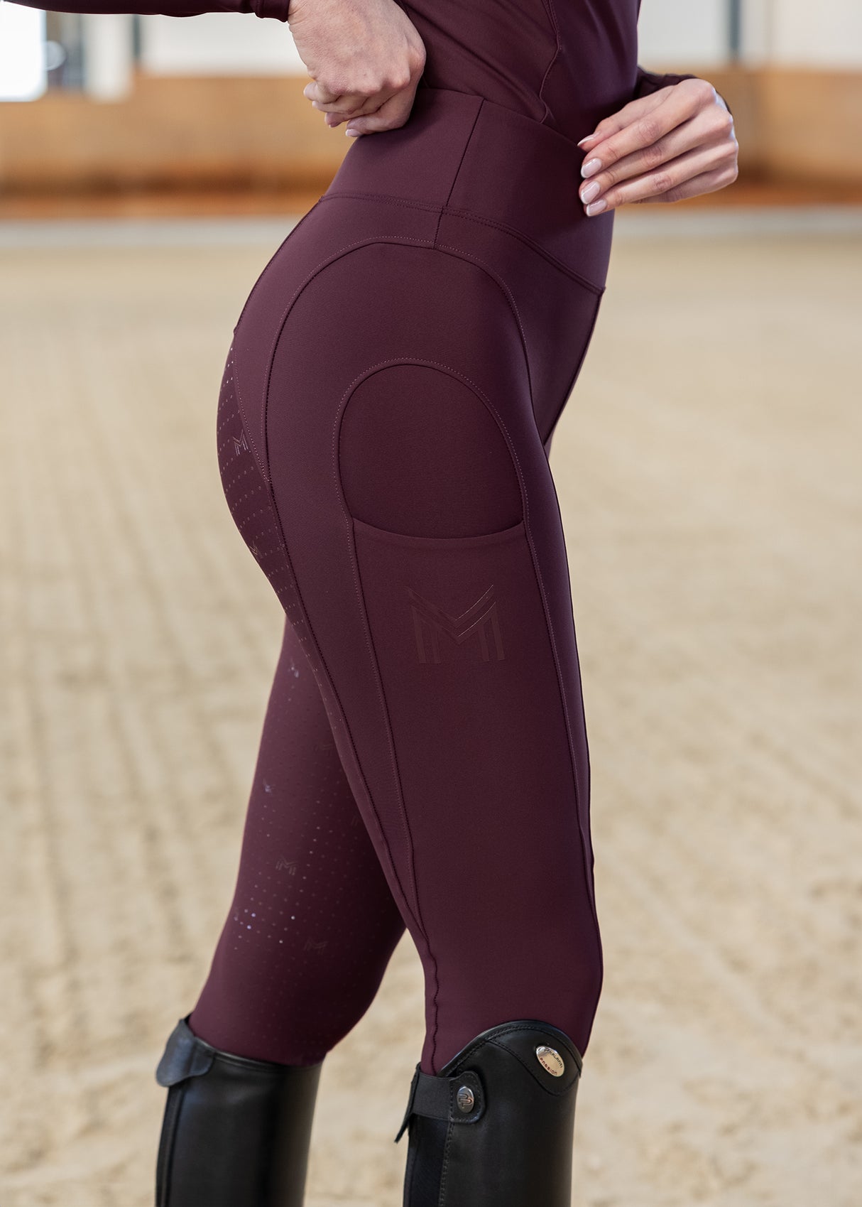 Maximilian Outline Riding Leggings Burgundy