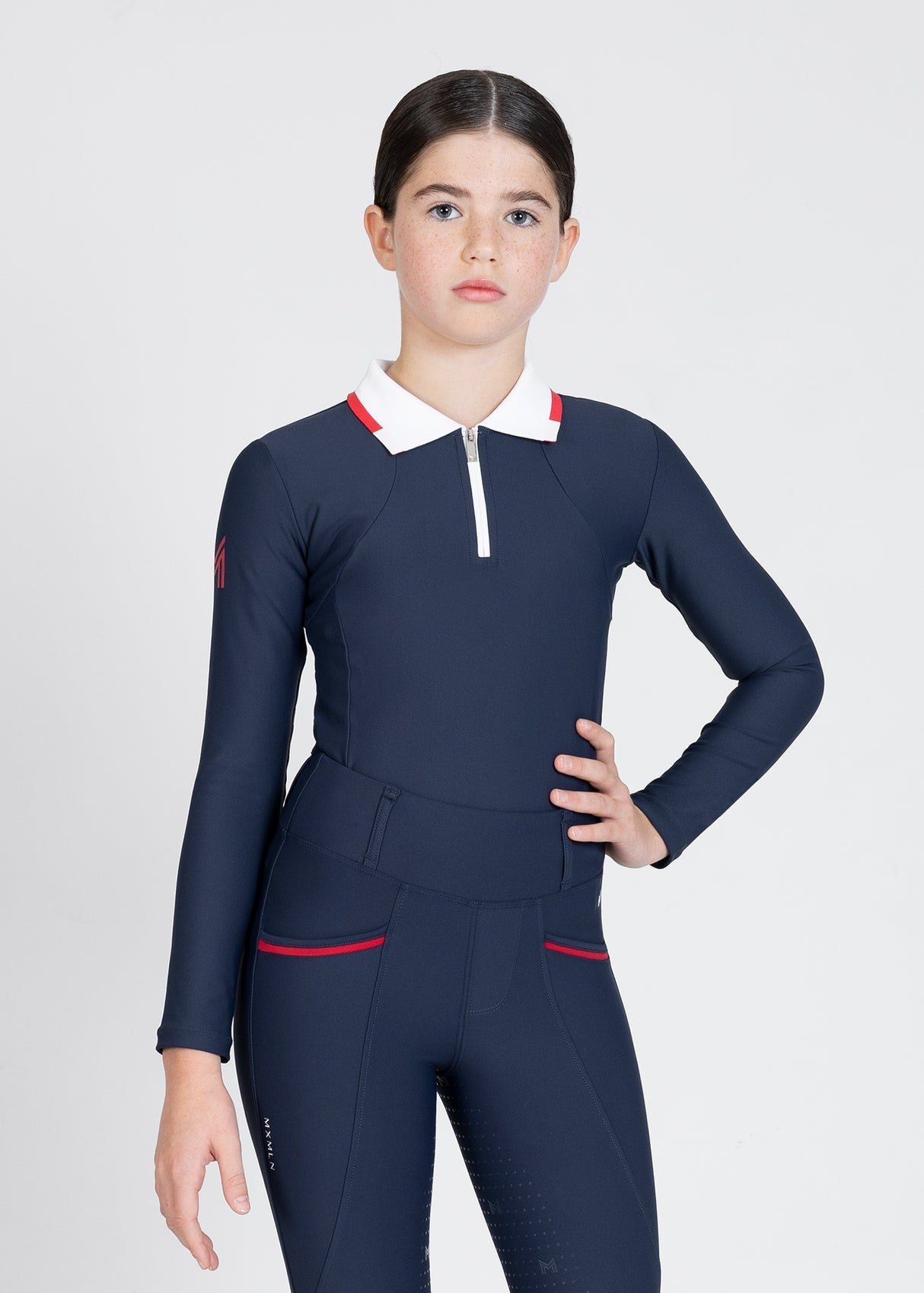 Maximilian Young Rider Concept Long Sleeve Polo Shirt Navy