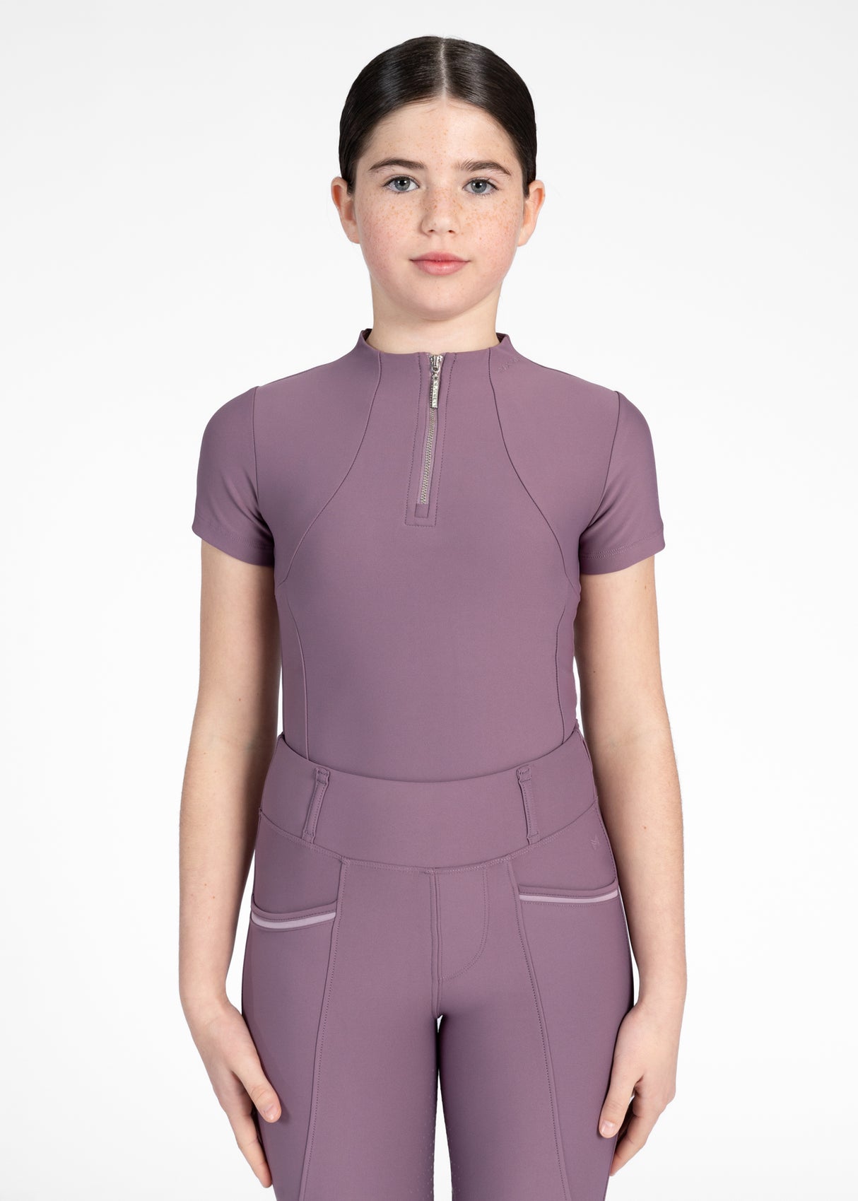 Maximilian Young Rider Short Sleeve Base Layer Plum