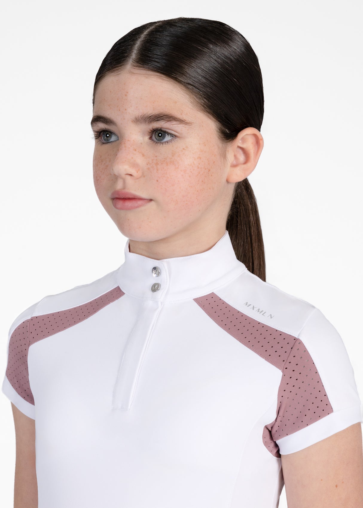 Maximilian Young Rider Aveen Short Sleeve Show Shirt White/Mauve