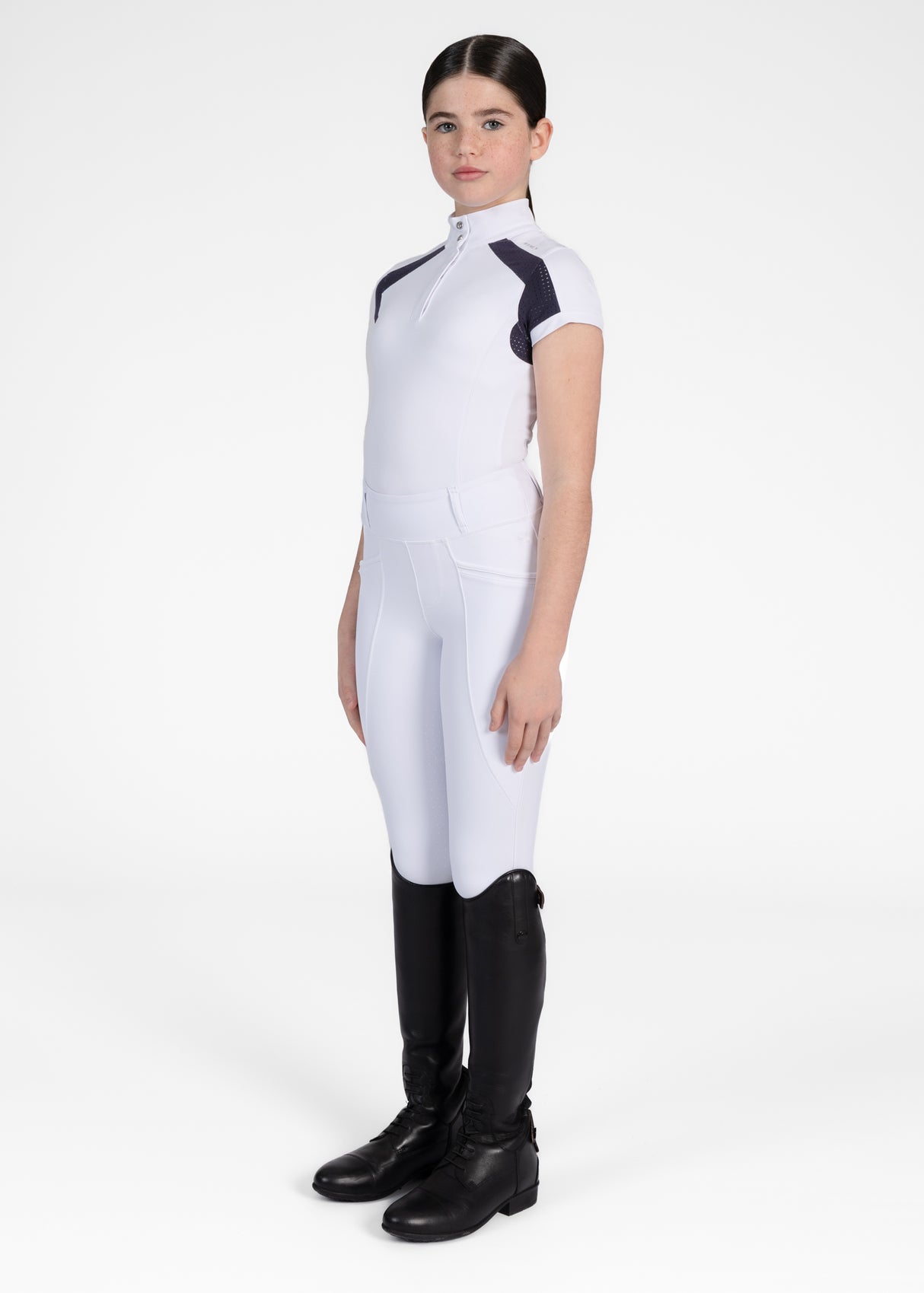 Maximilian Young Rider Aveen Short Sleeve Show Shirt White/Navy