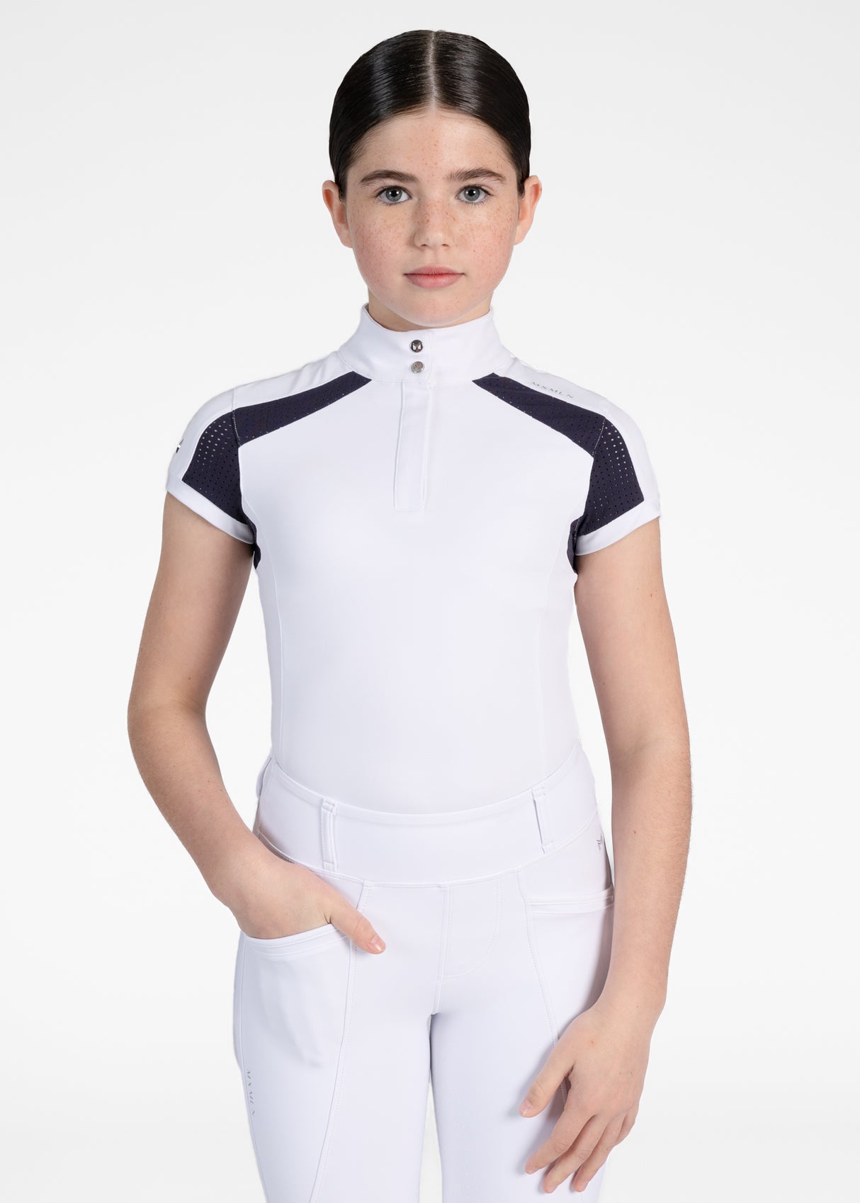 Maximilian Young Rider Aveen Short Sleeve Show Shirt White/Navy