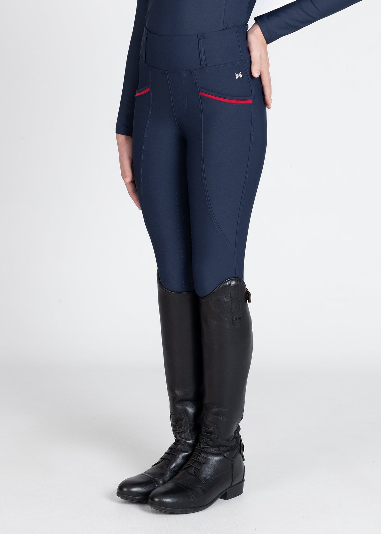 Maximilian Young Rider Pro Riding Leggings Navy/Red