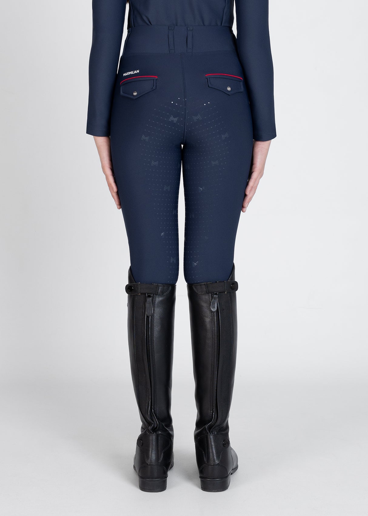 Maximilian Young Rider Pro Riding Leggings Navy/Red