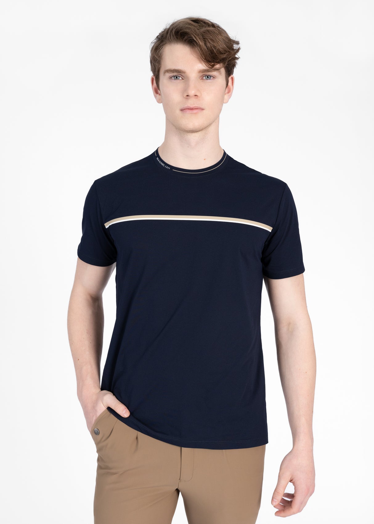 Maximilian Step Technical T-Shirt Navy