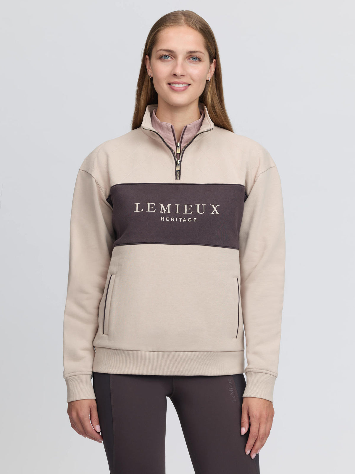 LeMieux Heritage Quarter Zip Sweater Stone