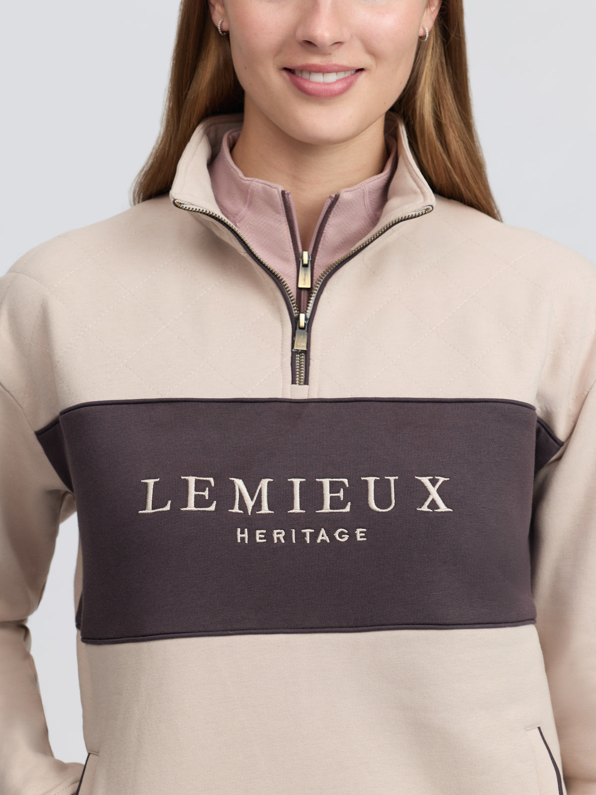 LeMieux Heritage Quarter Zip Sweater Stone