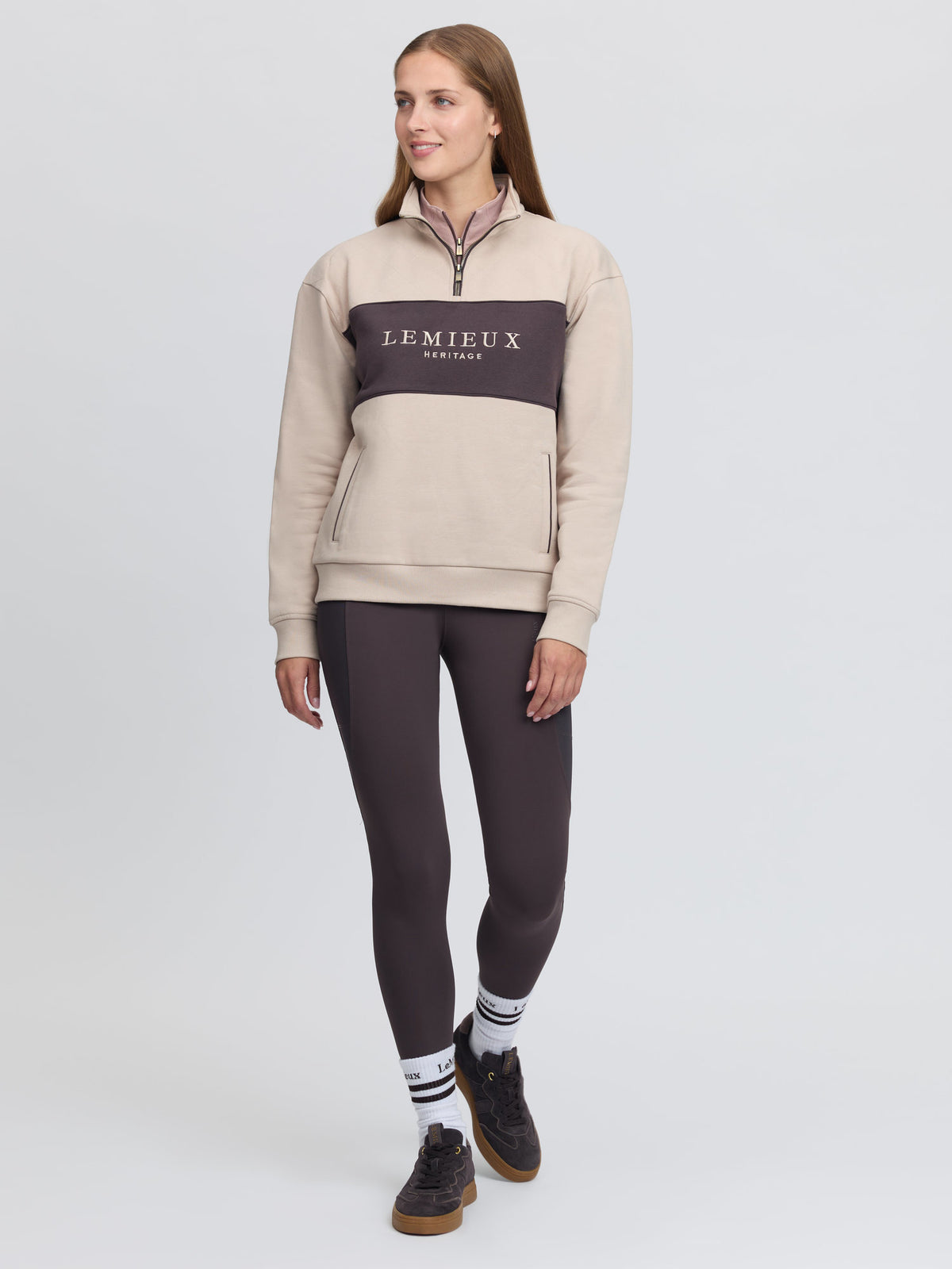 LeMieux Heritage Quarter Zip Sweater Stone