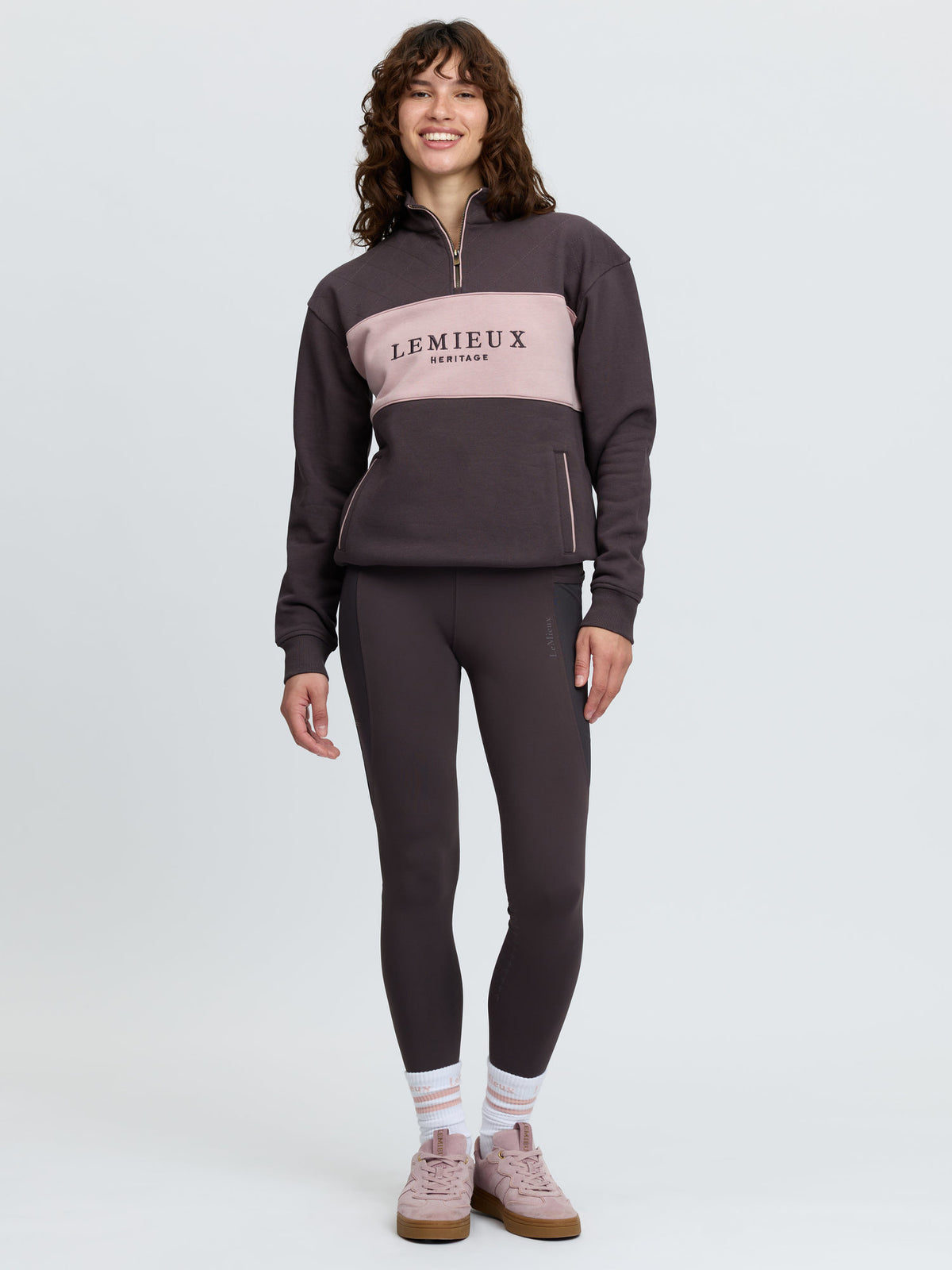 LeMieux Heritage Quarter Zip Sweater Cocoa