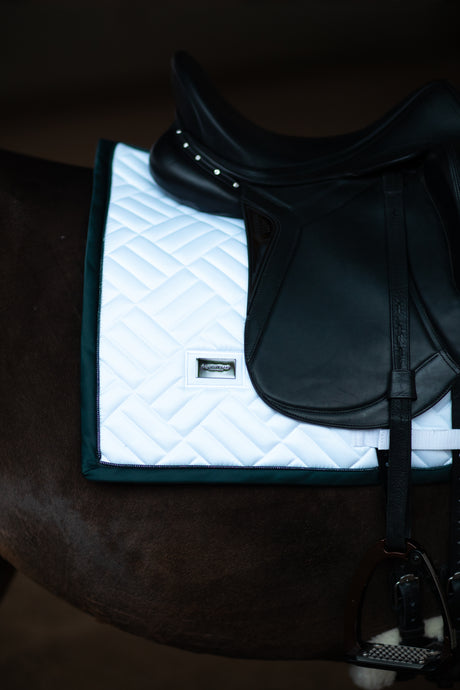 Equestrian Stockholm Modern Dressage Saddle Pad White Dramatic Monday