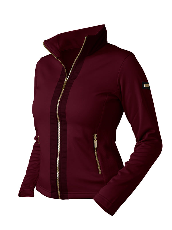 Equestrian Stockholm Fleece Jacket Merlot Crystal Gold