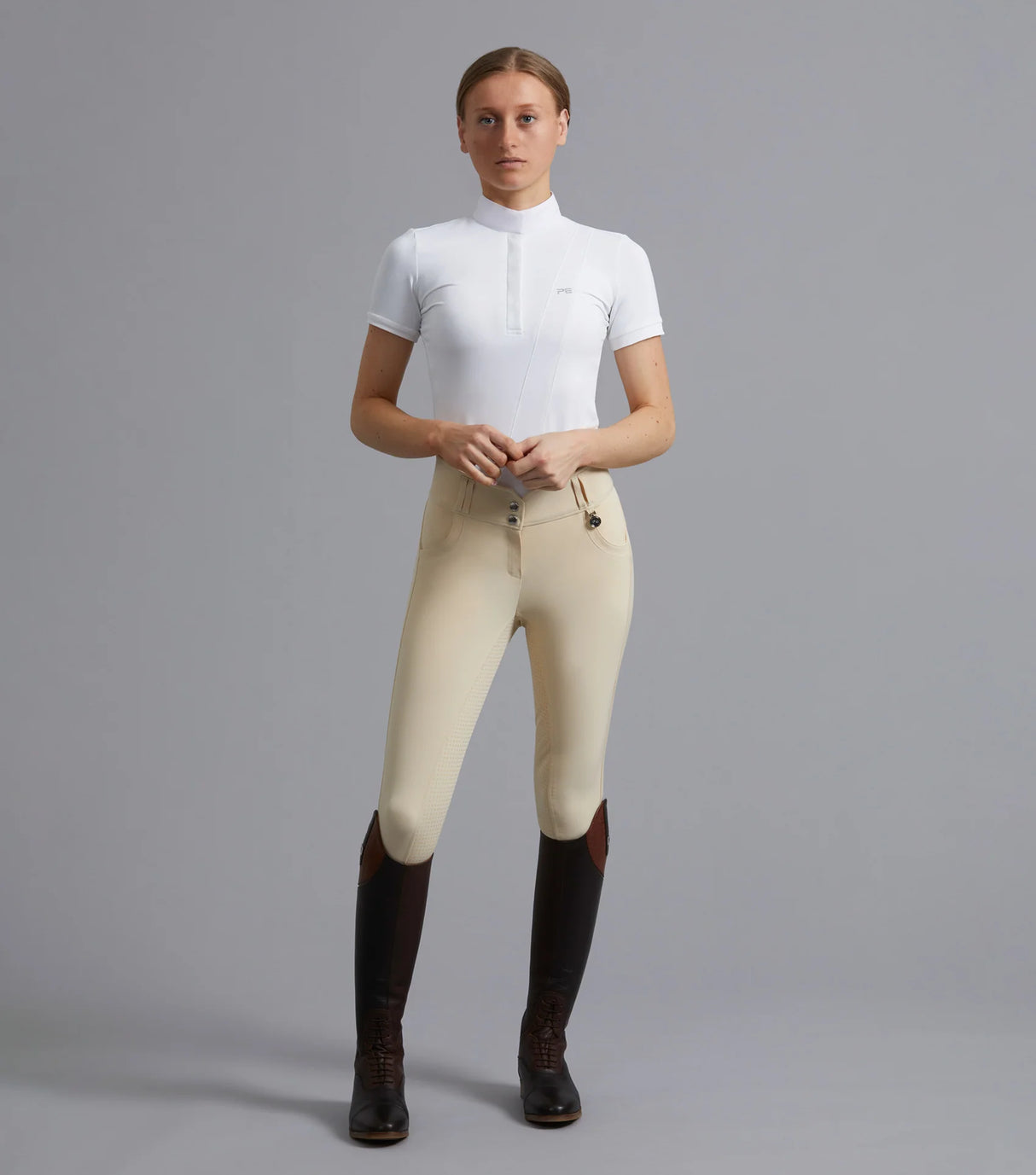 Premier Equine Sophia Ladies Full Seat High Waist Competition Riding Breeches Vanilla