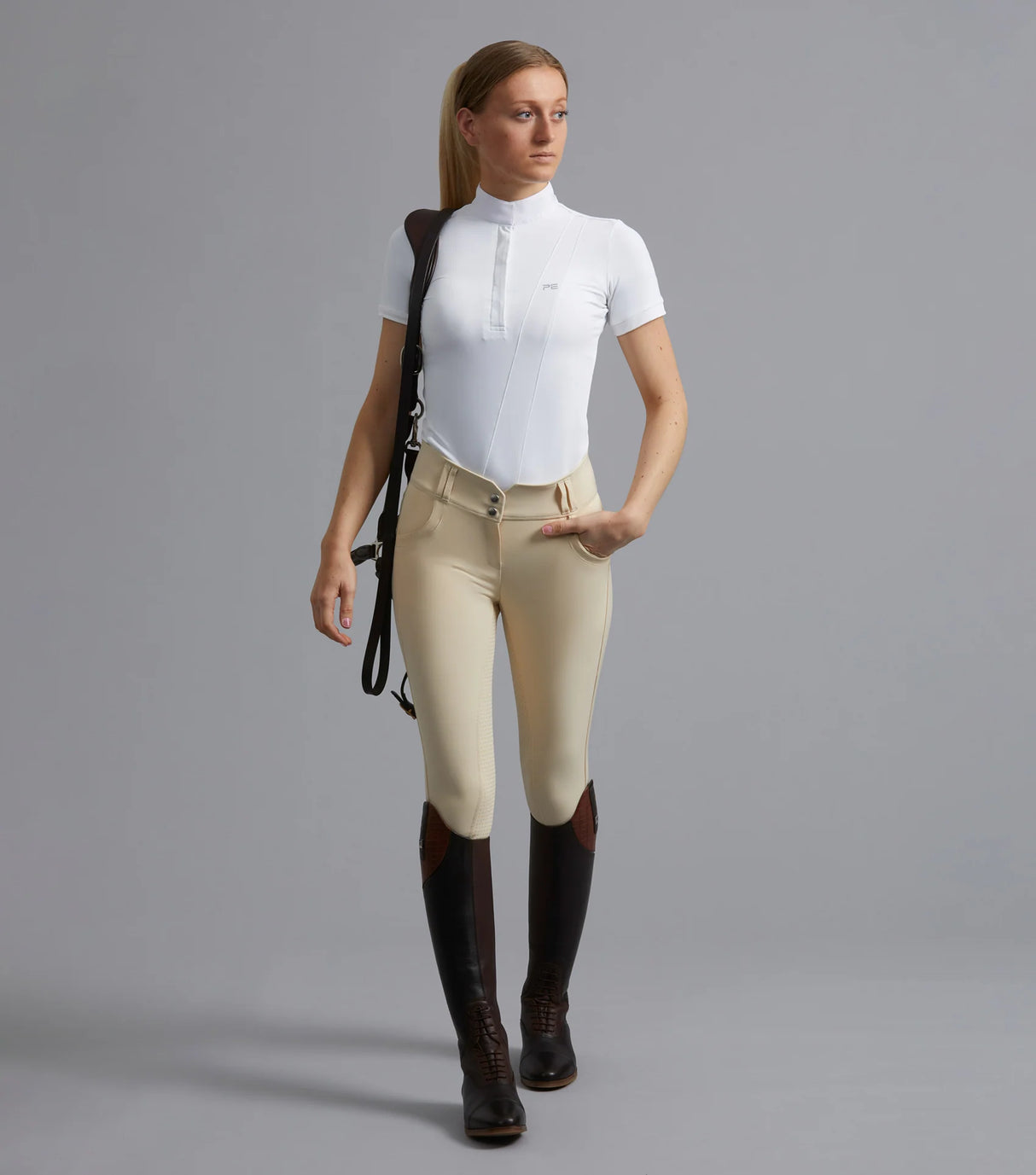 Premier Equine Sophia Ladies Full Seat High Waist Competition Riding Breeches Vanilla