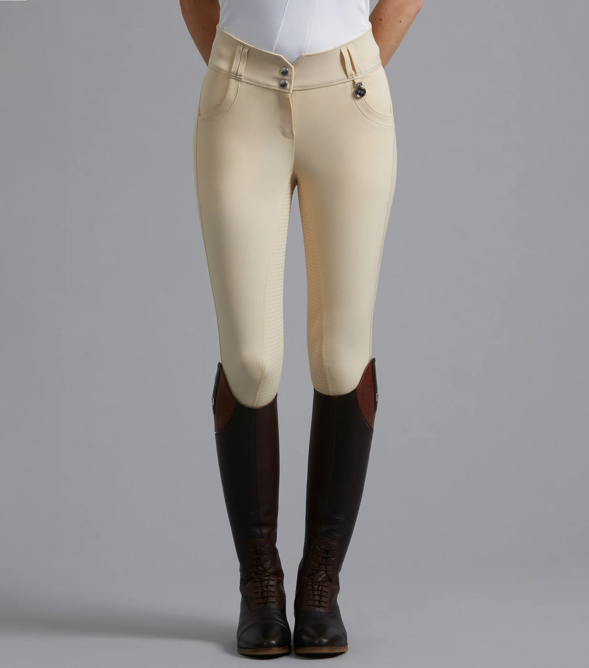 Premier Equine Sophia Ladies Full Seat High Waist Competition Riding Breeches Vanilla