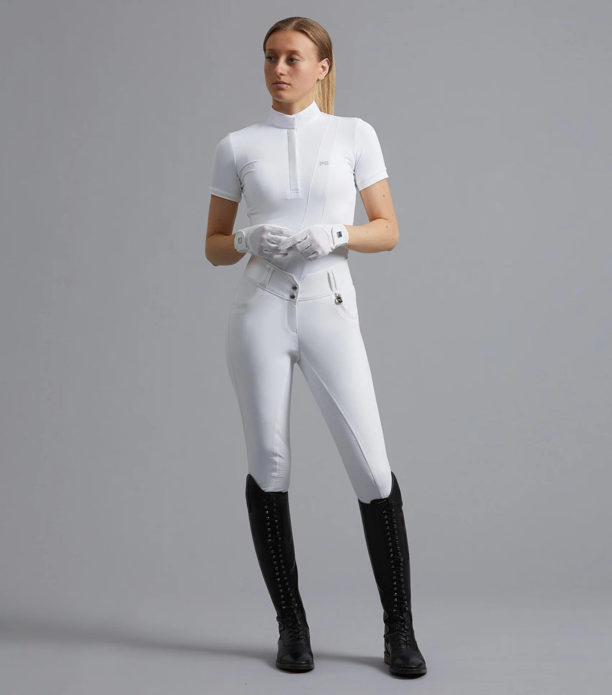Premier Equine Sophia Ladies Full Seat High Waist Competition Riding Breeches White