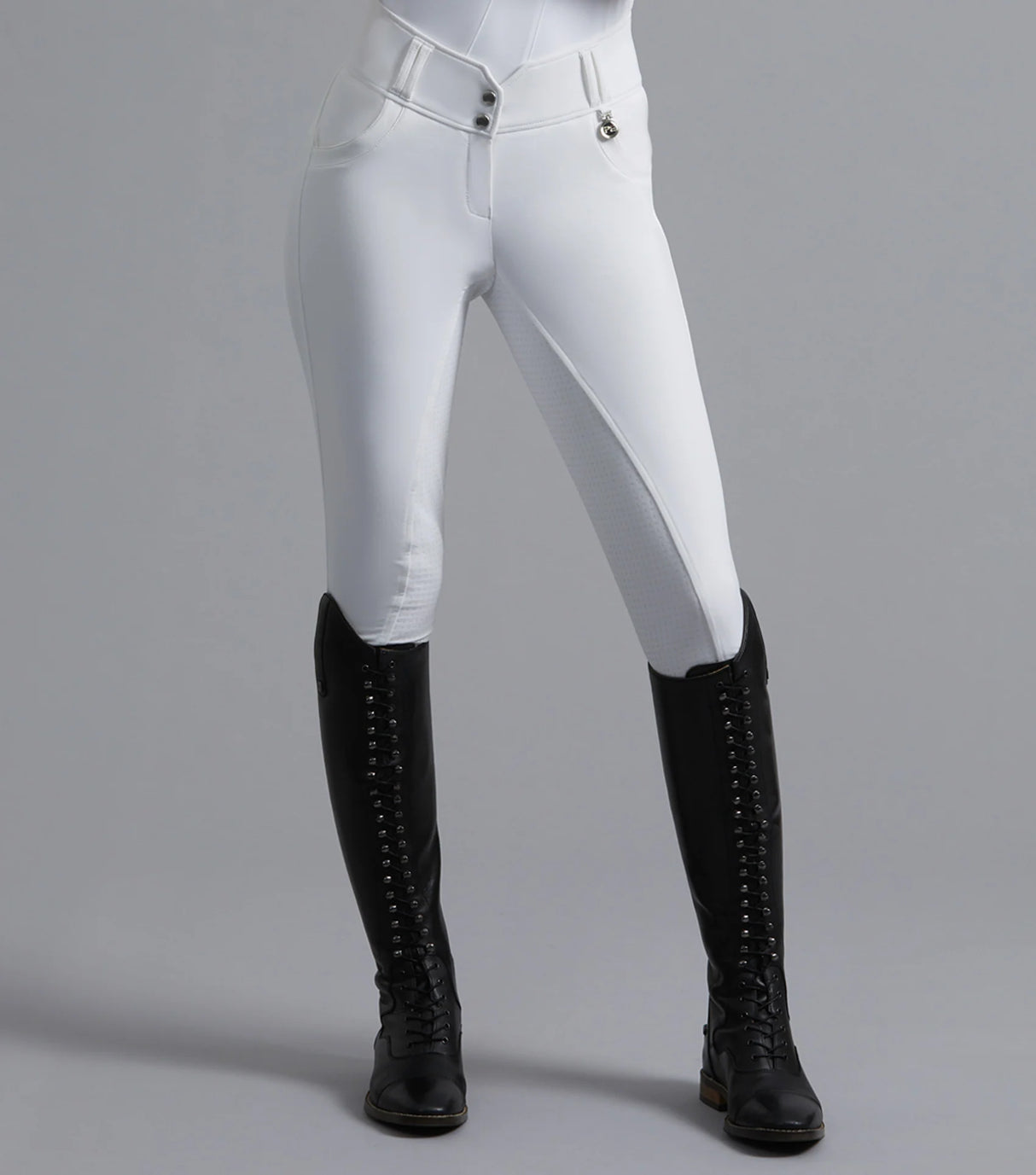Premier Equine Sophia Ladies Full Seat High Waist Competition Riding Breeches White