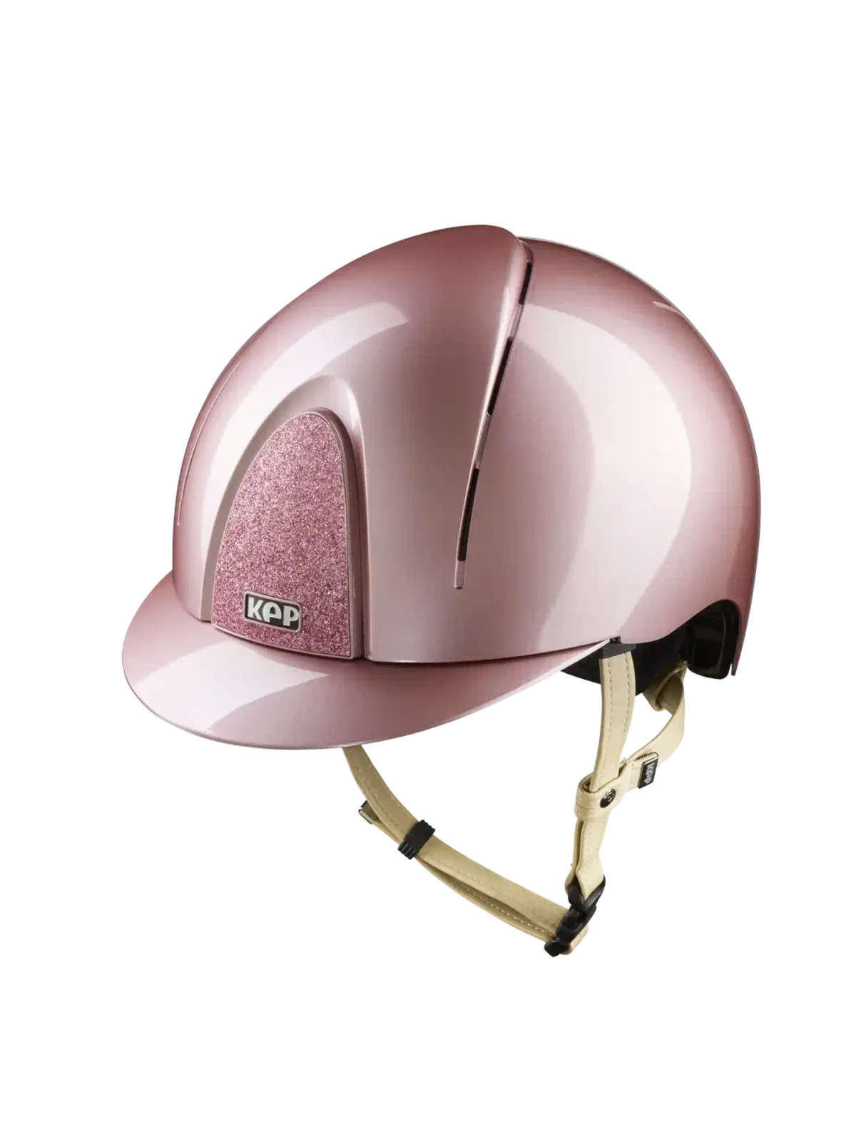 KEP Smart Nova Helmet Metal Polish Pink - Pink Star - Cream Chinstrap