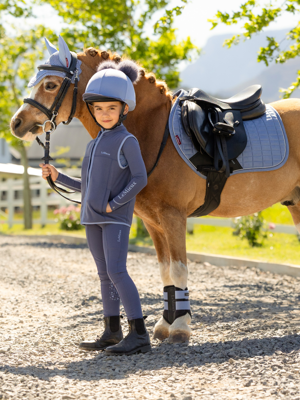 LeMieux Mini Suede Close Contact Jump Square Saddle Pad Powder Blue